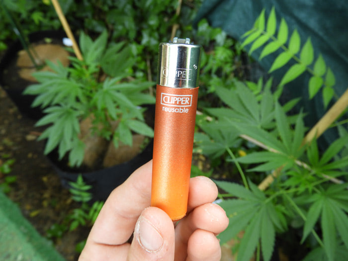 Frontal del Mechero Clipper Metallic Gradient 5 color naranja degradado