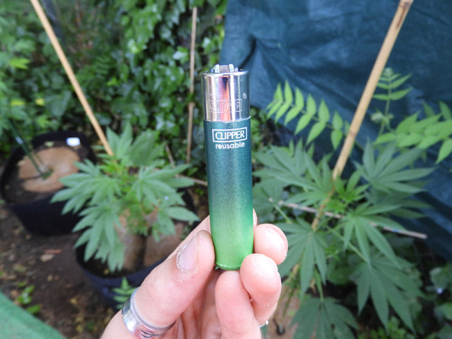 Frontal del Mechero Clipper Metallic Gradient 5 color verde degradado